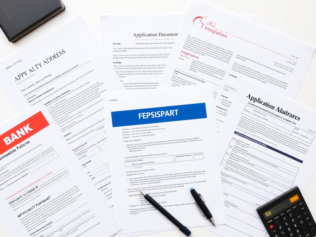 Organized display of documents required for bank account opening