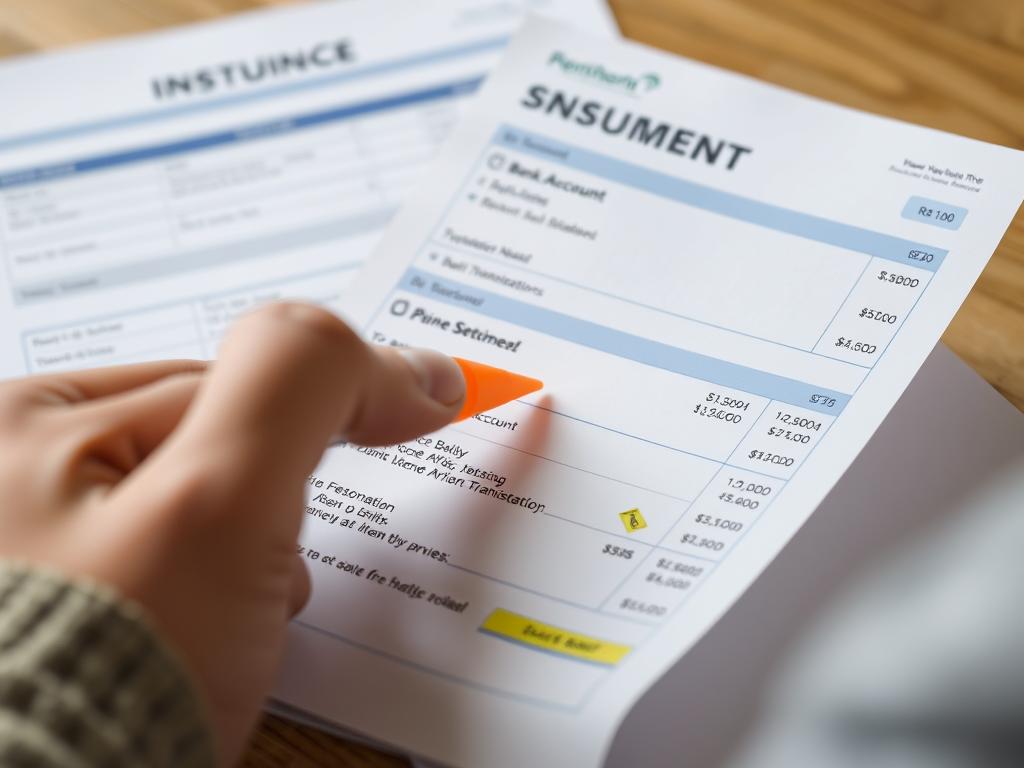 Person reviewing bank statement and marking suspicious transactions